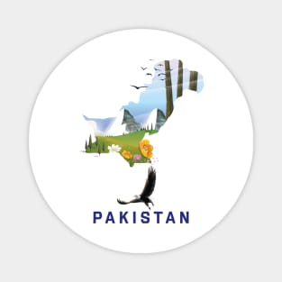 Pakistan map travel poster Magnet